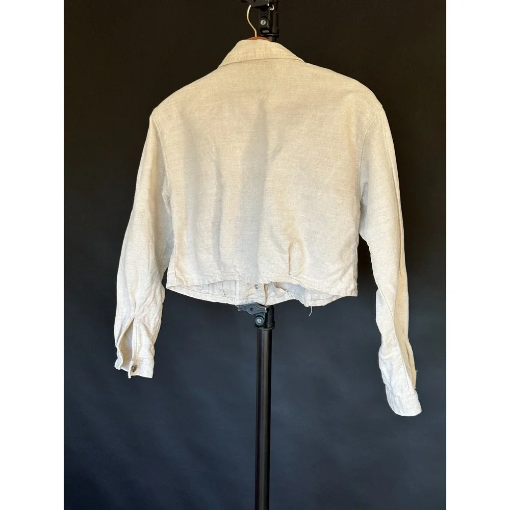 Vintage‎ Womens Paris Sport Club Linen Jacket Cream Ivory Large Buttons